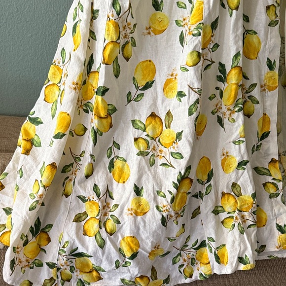 Cynthia Rowley White Maxi Dress with Yellow Lemon Print linen - Picture 3 of 10